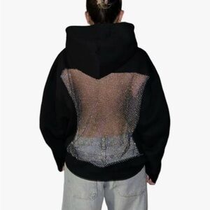 Black Hoodie with Mesh Back Detail